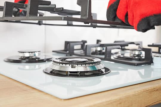 01_Gas-Hob_img1 Gas hob fitted into a kitchen counter