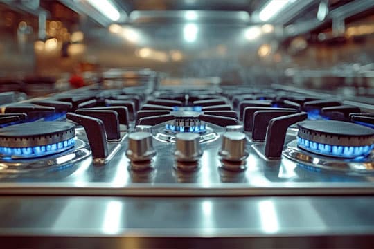 Commercial-Gas_img1 Industrial cooking equipment with multiple active burners