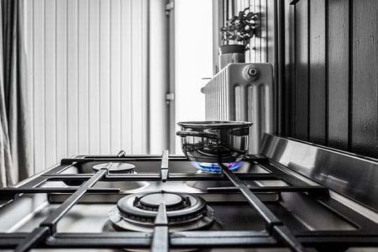 Gas hob fitted in a family home
